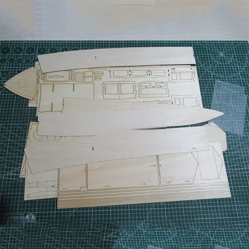 Kit de maquette de bateau en bois, petit bateau de patrouille, assemblé à la main, télécommande électrique, bricolage, jouet