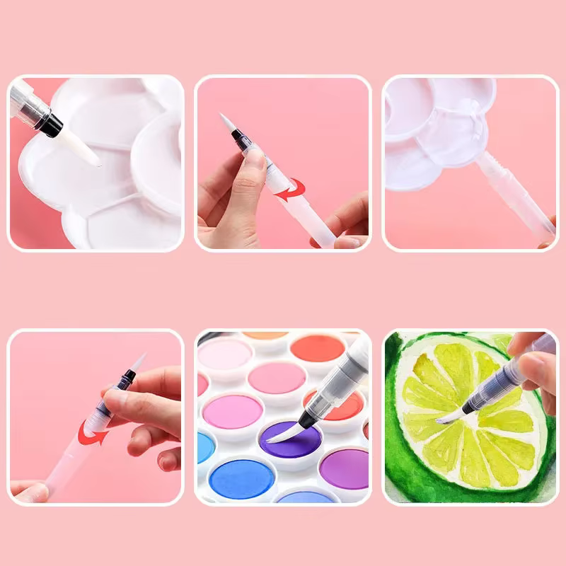 Stylos à pinceaux pour aquarelle, fonction de stockage d'eau, pinceaux de peinture pour aquarelle, fournitures artisanales d'art, accessoires d'artiste, 3/7 pièces