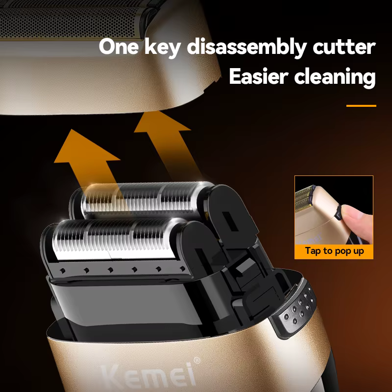 Kemei lavable barbe rasoir électrique pour hommes Rechargeable Stubble