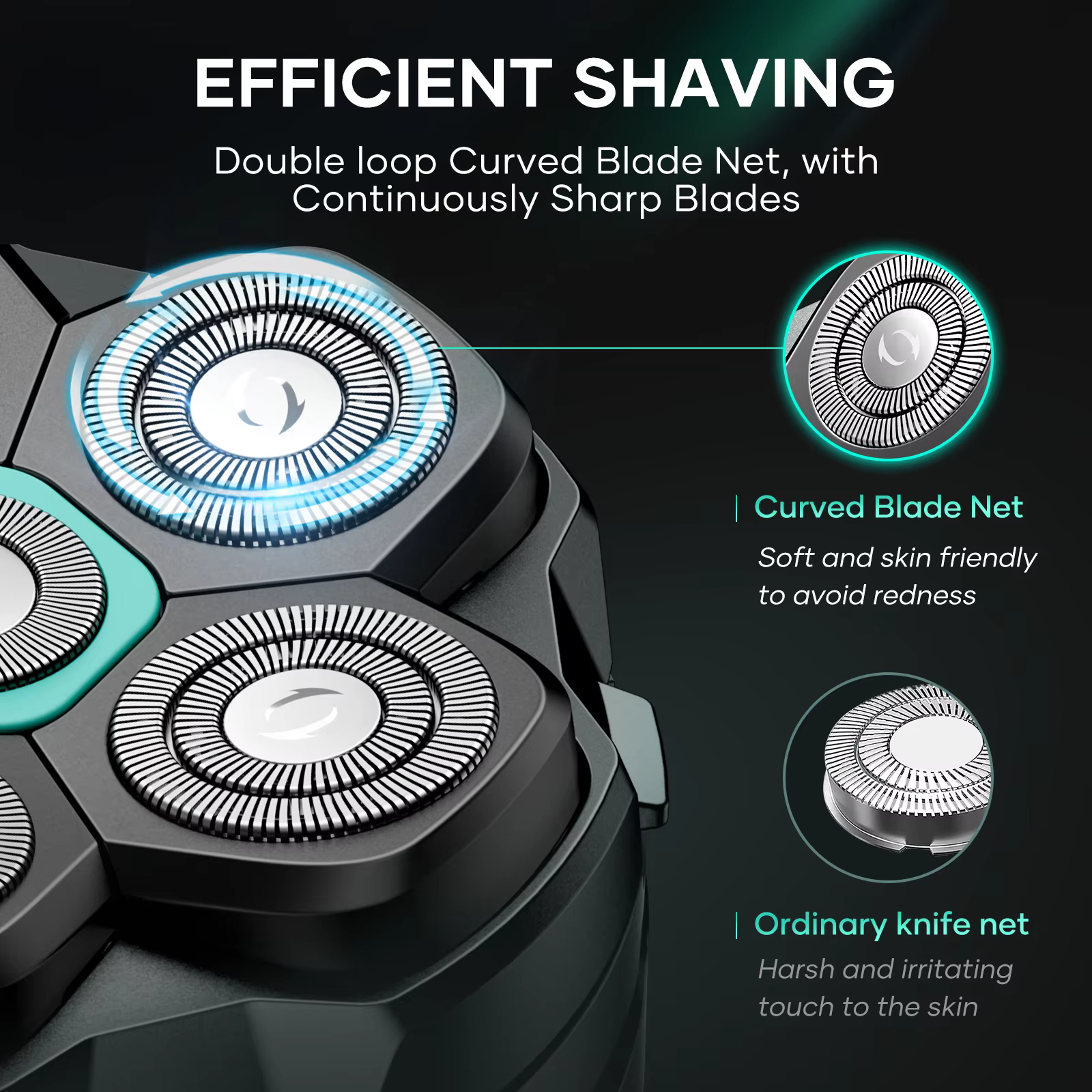 KENSEN rasoirs à tête électrique pour hommes chauve 6D rasoir magnétique tondeuse à barbe USB LED Rechargeable affichage