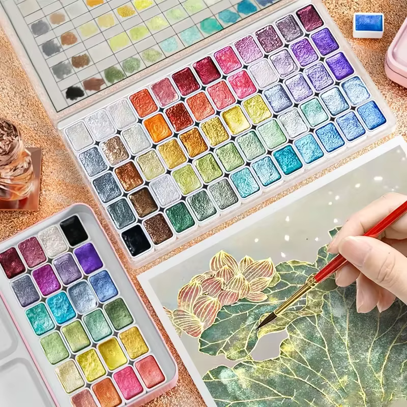 Ensemble de peinture aquarelle métallique, Portable, léger, pigment hautement solide, nuances étoilées, idéal pour les artistes, cadeau de vacances parfait