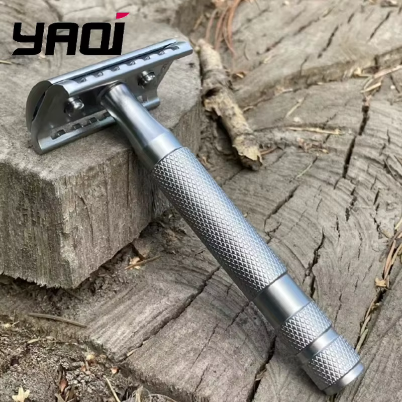 Rasoir de sécurité pour homme 2026 YAQI KNIGHT-HELMET avec manche en acier inoxydable et tête