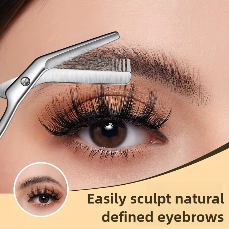 Ciseaux à sourcils professionnels en acier inoxydable avec peigne
