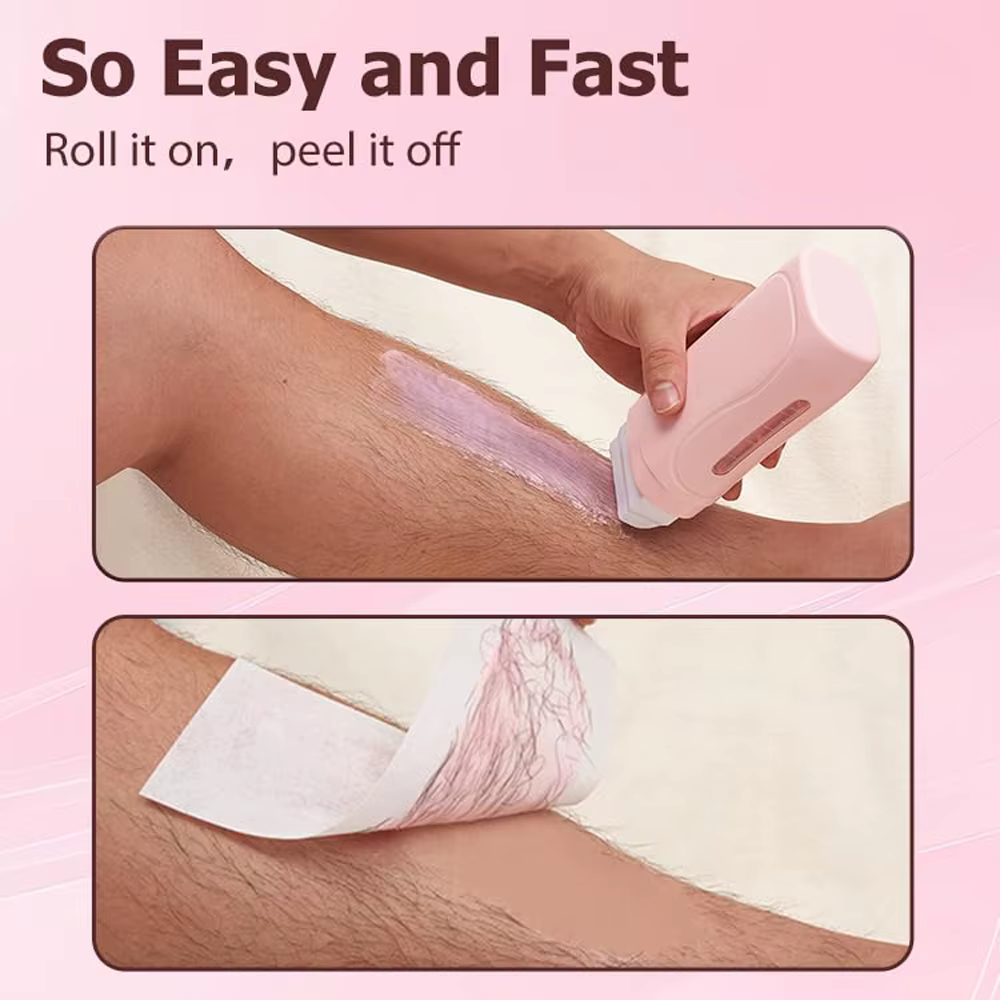 Kit d'épilation unisexe à la crème de cire épilatoire à rouler avec rouleau chauffant