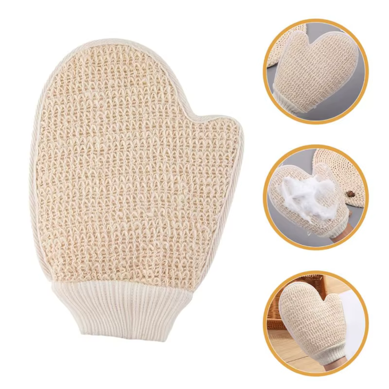 Gant de douche exfoliant 1 pièce, gommage corporel double face