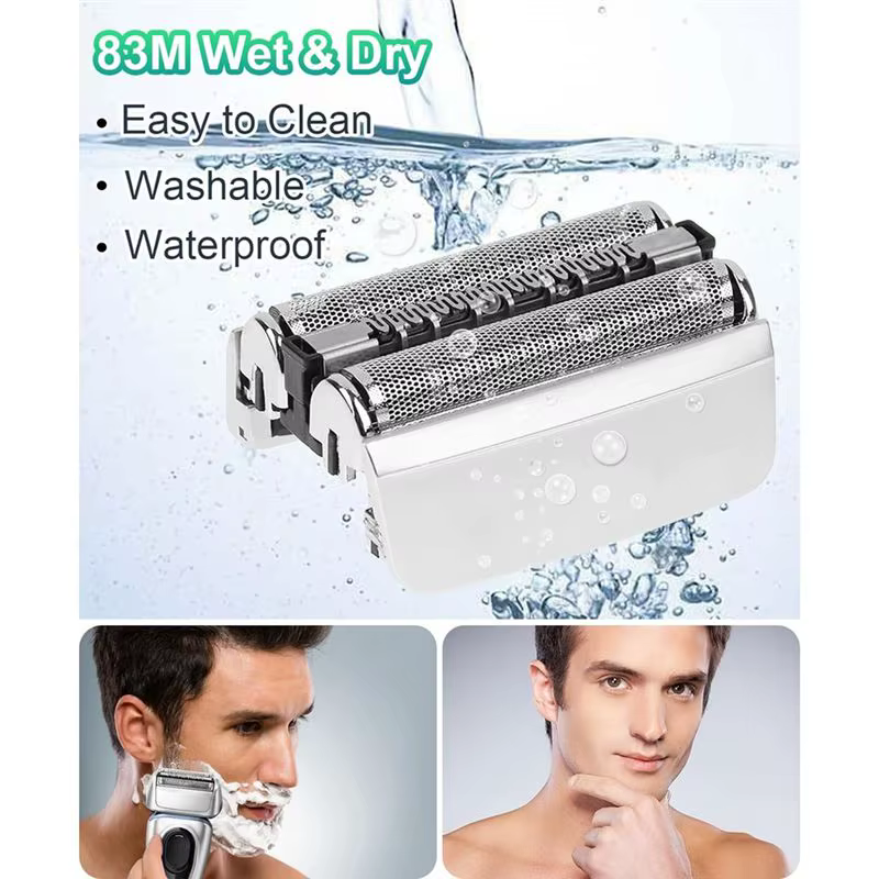2 PCS 83M Tête de rechange en plastique et métal argenté pour rasoir électrique Braun série 8 S8