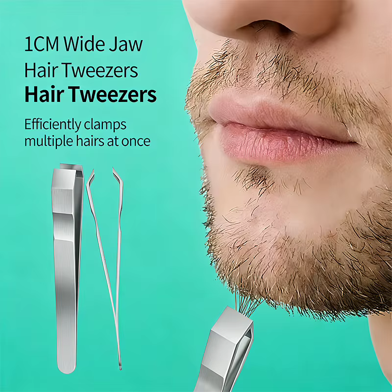 Pince à épiler de précision en acier inoxydable pour la barbe et la moustache