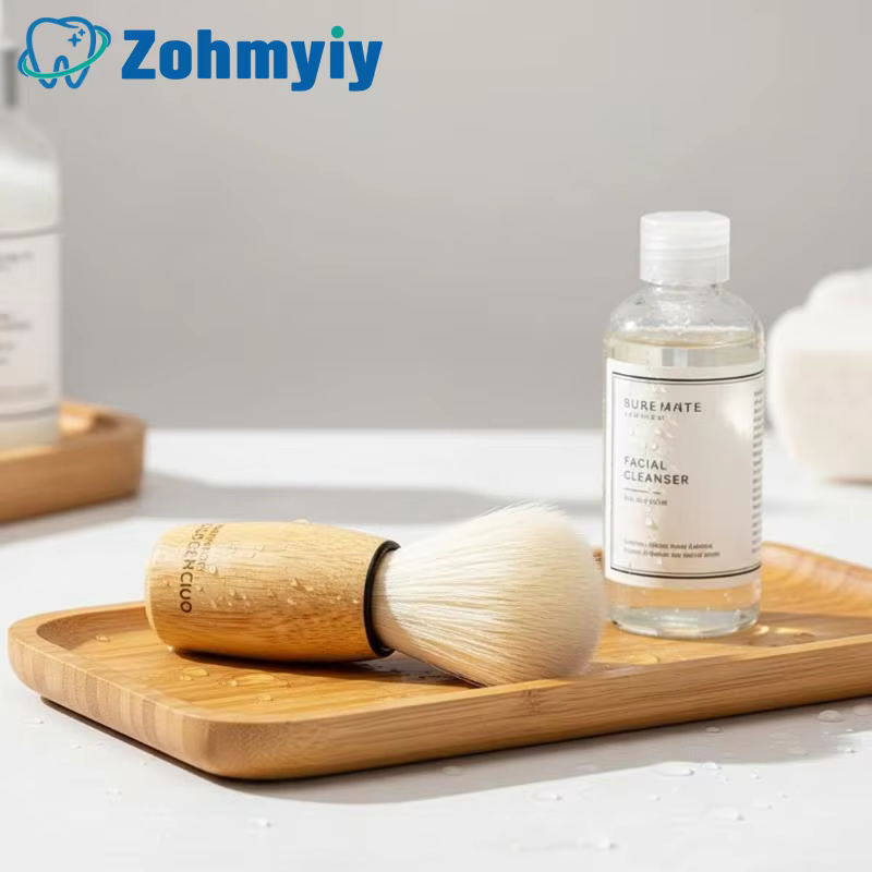 1 Brosse à raser la barbe avec manche en bois et poils naturels