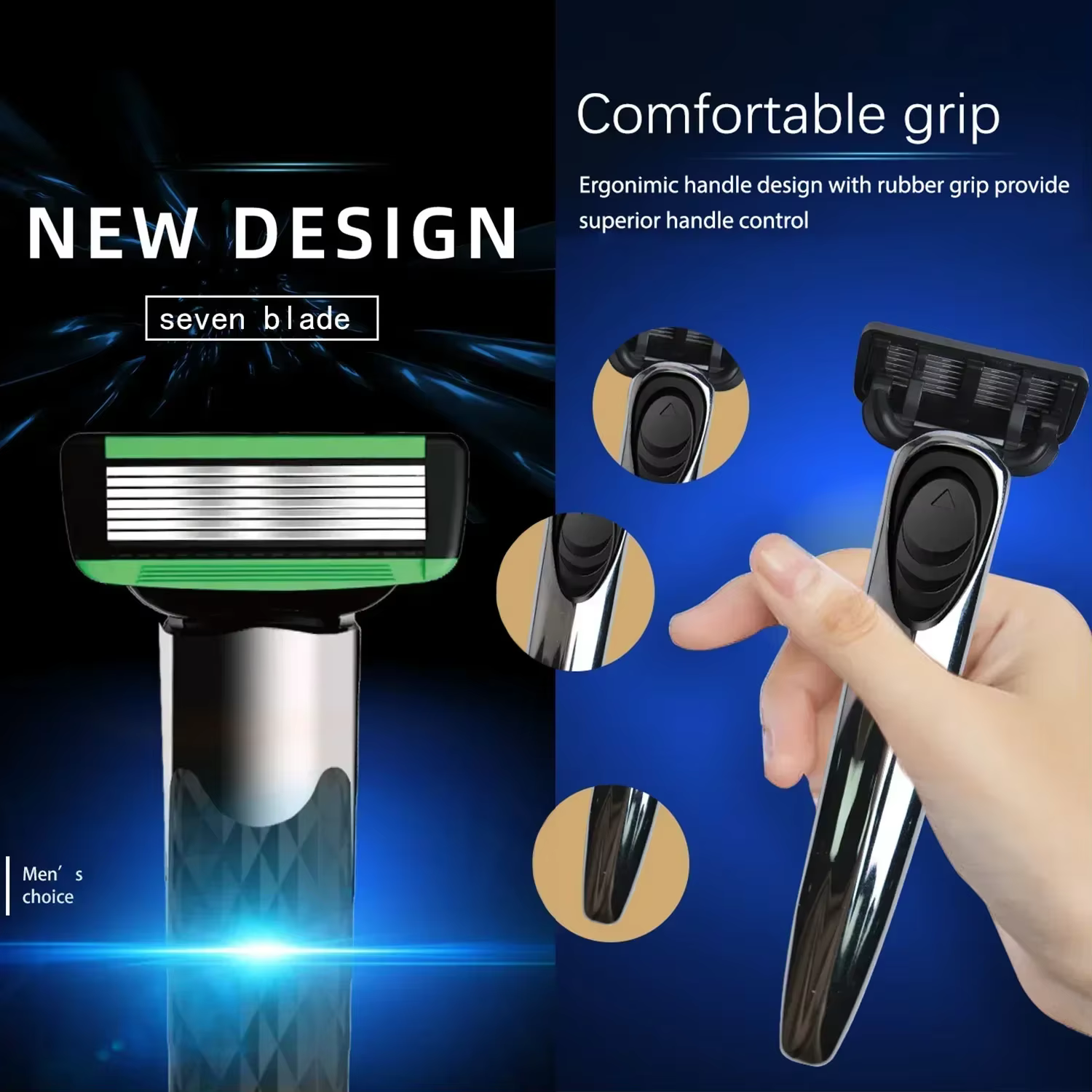Nouveau rasoir manuel pour hommes lame à 7 couches couteau de rasage lames en acier inoxydable aucun dommage à la peau