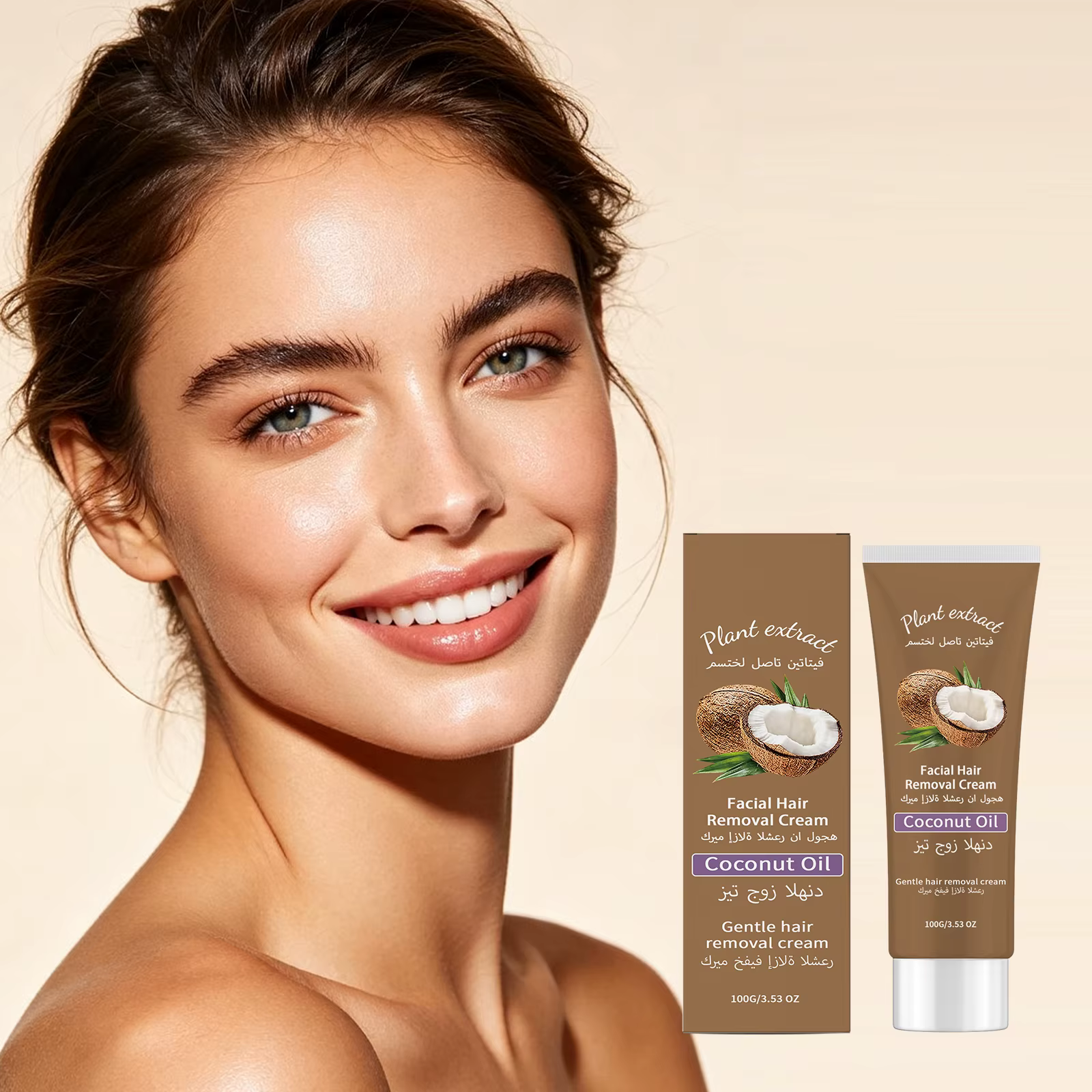 Crème dépilatoire permanente à la noix de coco pour le visage et le corps