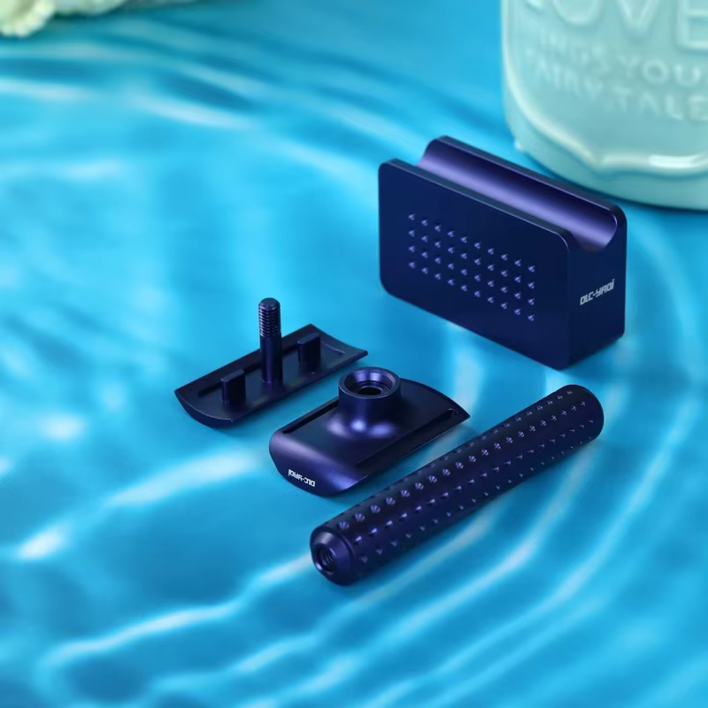 Yaqi Sputnik – rasoir et support de sécurité en aluminium pour hommes, couleur bleu foncé, avec écart de lame de 1.25mm, diamètre de la poignée de 13.5MM et longueur de 833.5mm