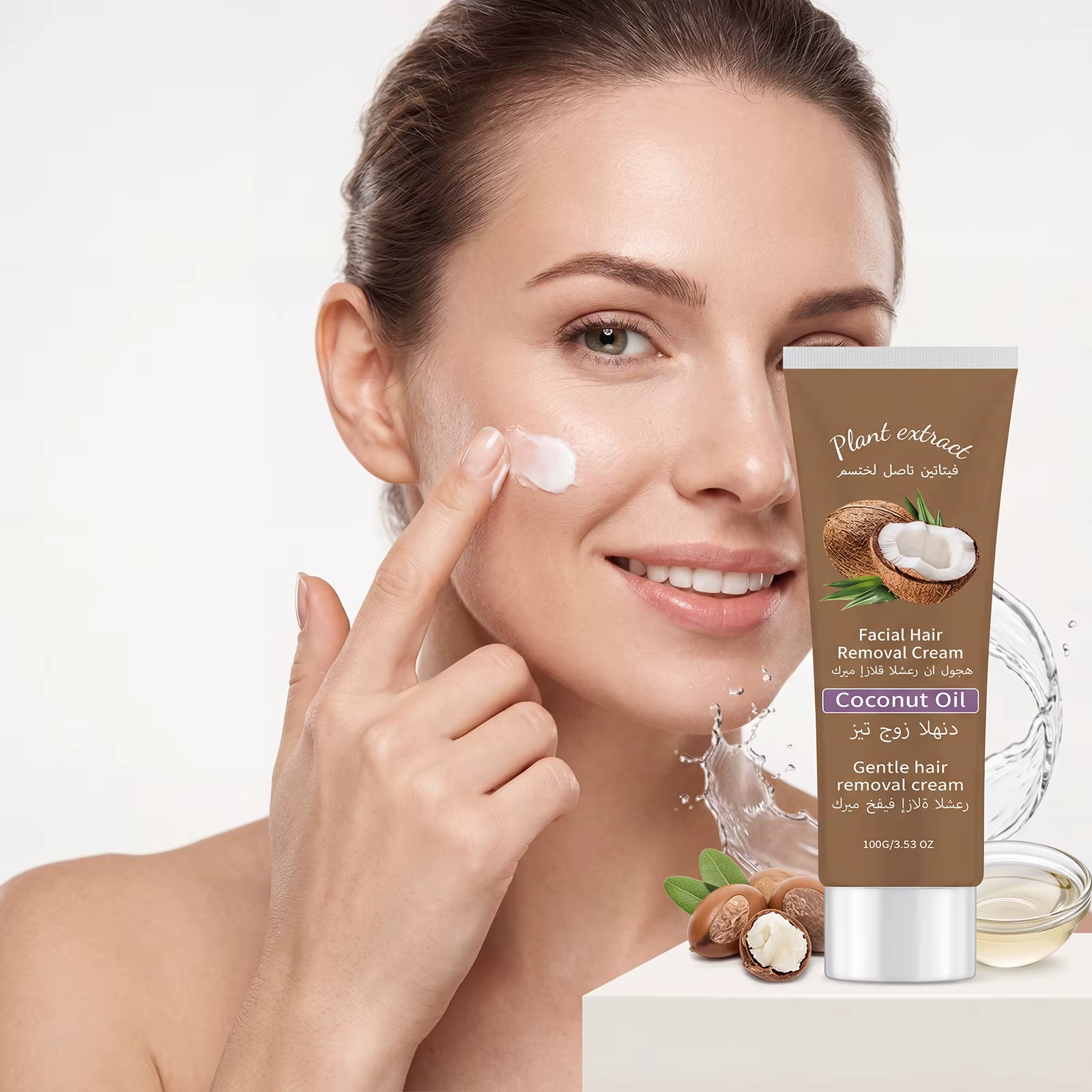 Crème dépilatoire permanente à la noix de coco pour le visage et le corps