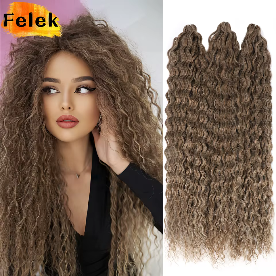 Extensions capillaires synthétiques bouclées bordeaux, boucles Ariel, tresses au Crochet, ombrées vertes ondulées, cheveux Afro torsadés