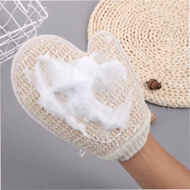 Gant de douche exfoliant 1 pièce, gommage corporel double face