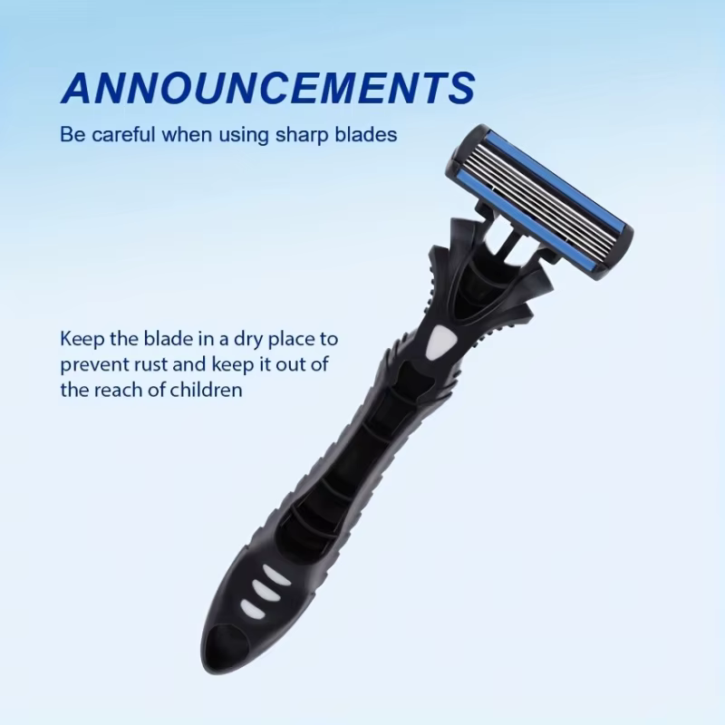 Rasoir multi-lames Men6Manual avec lames en acier inoxydable durables
