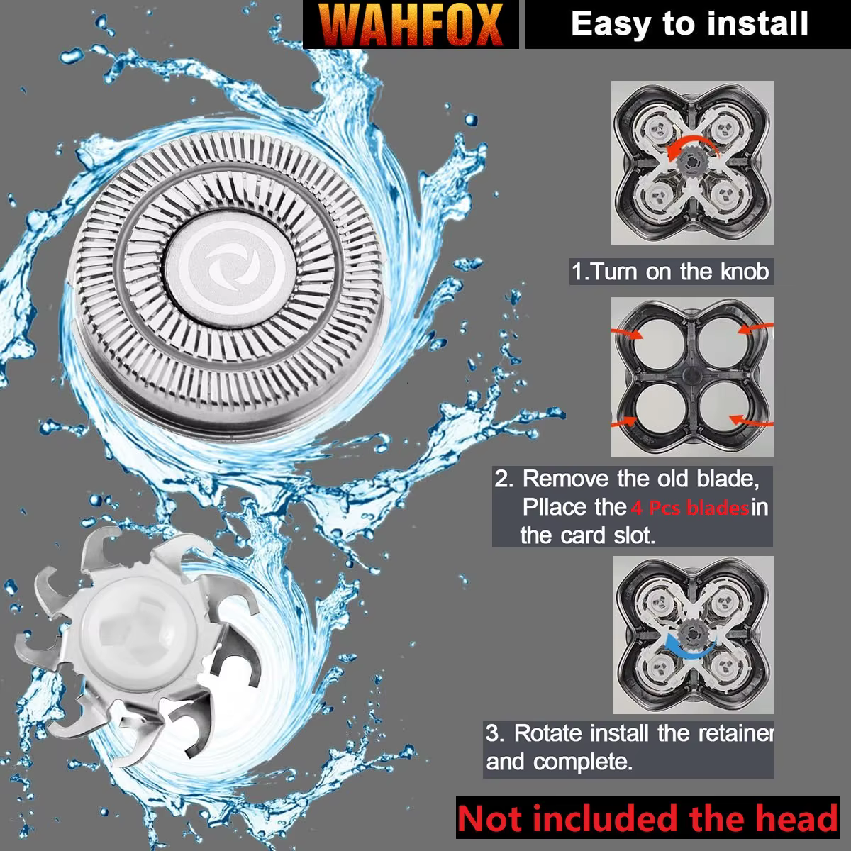 WAHFOX tête rasoir lames de rechange pour SKULL SHAVER Pitbull Carver PRO 4