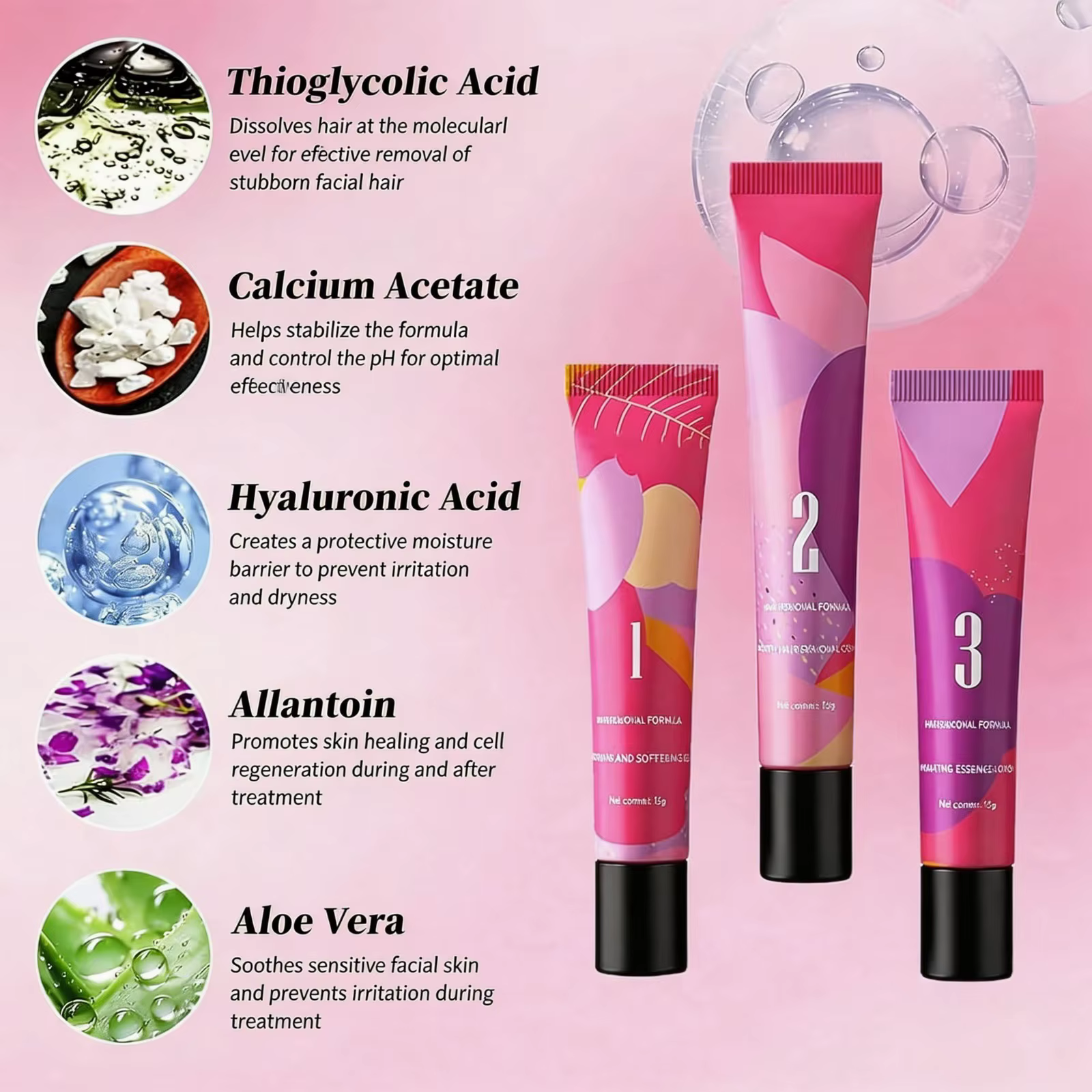 Crème dépilatoire visage pour kit trois étapes