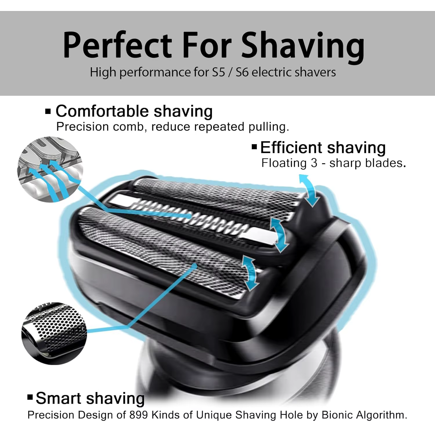 Tête de rechange pour rasoir électrique Brangdy 53B, compatible avec les rasoirs électriques Braun Series 5 5020s 5018s 5050cs 6020s 6040cs 6072cc