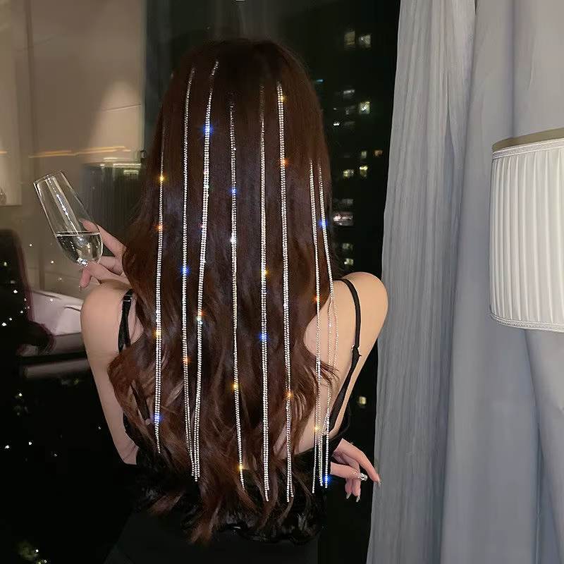 Épingles à cheveux brillantes pour femmes, pinces à cheveux à pampilles, barrettes tressées, bande de sauna, queue de cheval, accessoires pour cheveux, vêtements de sauna