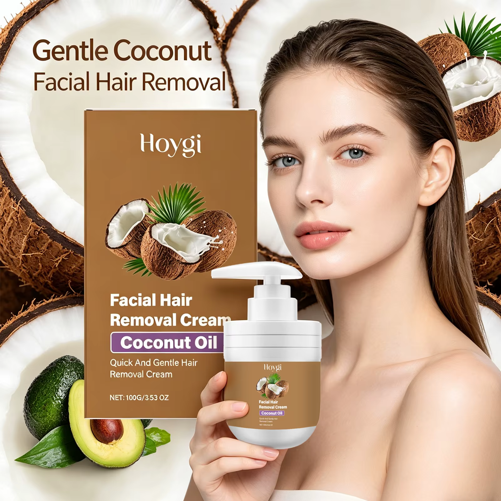 Crème dépilatoire à la noix de coco pour femmes et hommes