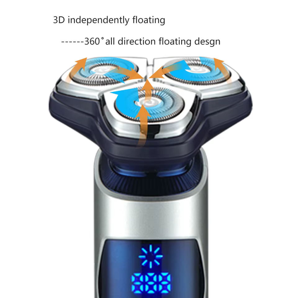 VGR 3D Pro rasoir électrique pour hommes lavable barbe rotatif