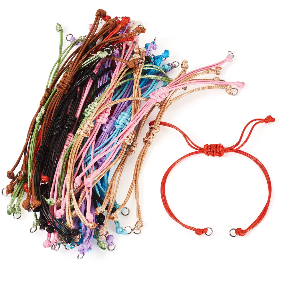 50 pièces de cordon en polyester ciré de 10 couleurs mélangées pour la fabrication de bracelets d'amitié DIY, fournitures de perlage, 5-1/2~11 pouces (14~28 cm)