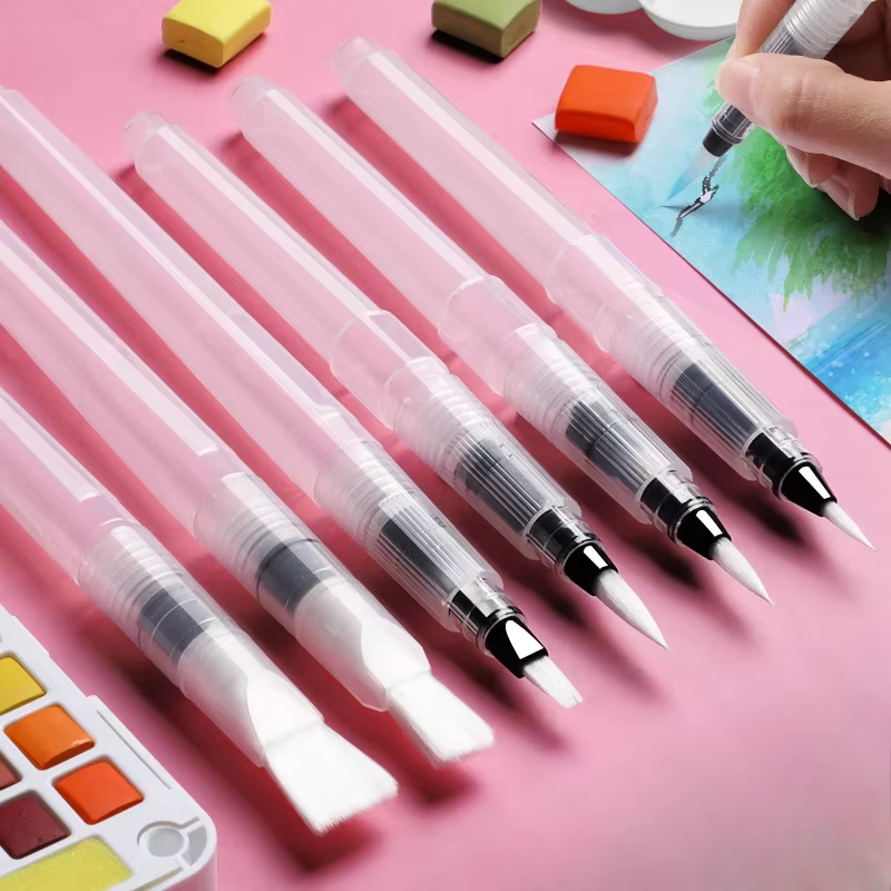 Stylos à pinceaux pour aquarelle, fonction de stockage d'eau, pinceaux de peinture pour aquarelle, fournitures artisanales d'art, accessoires d'artiste, 3/7 pièces