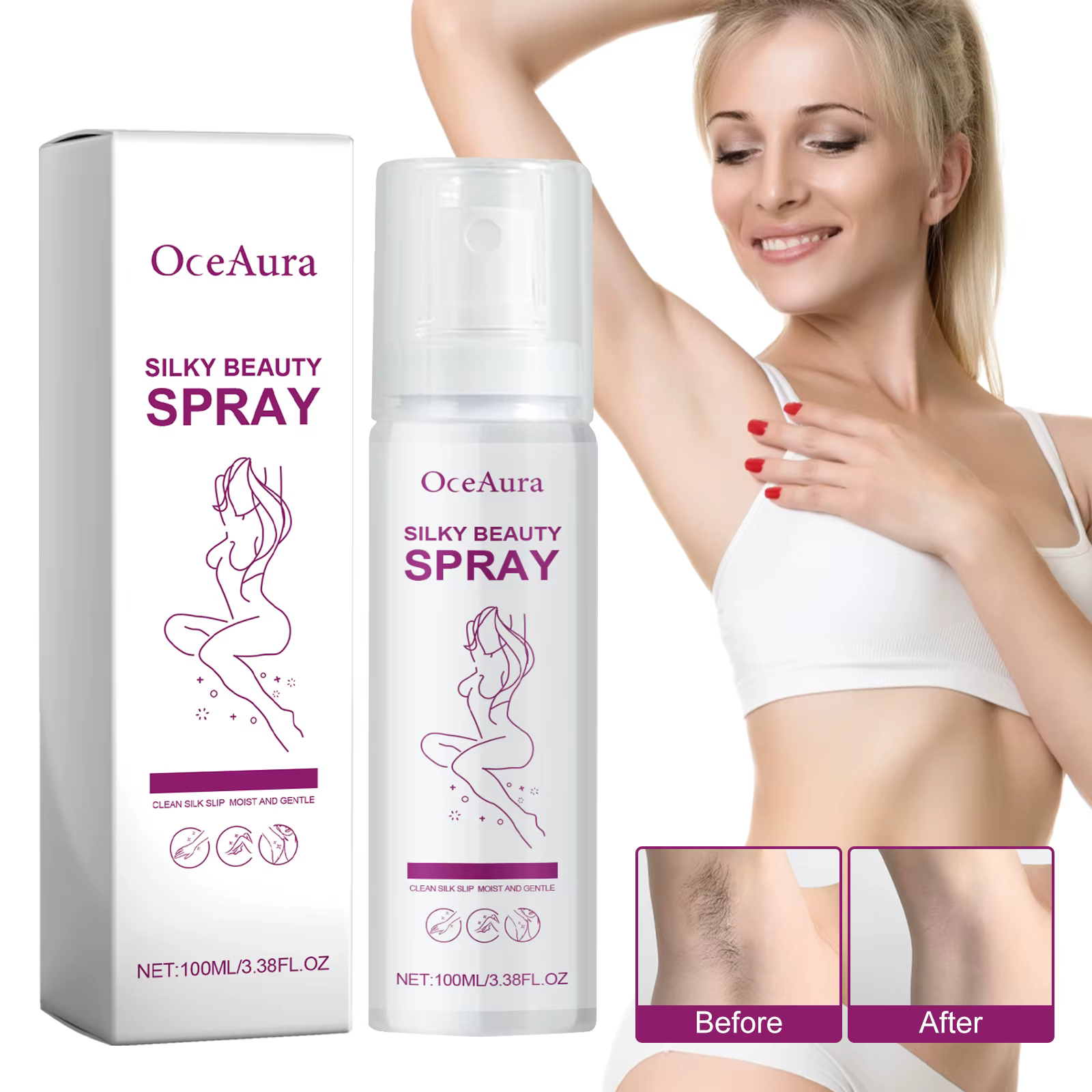 Spray dépilatoire doux et indolore