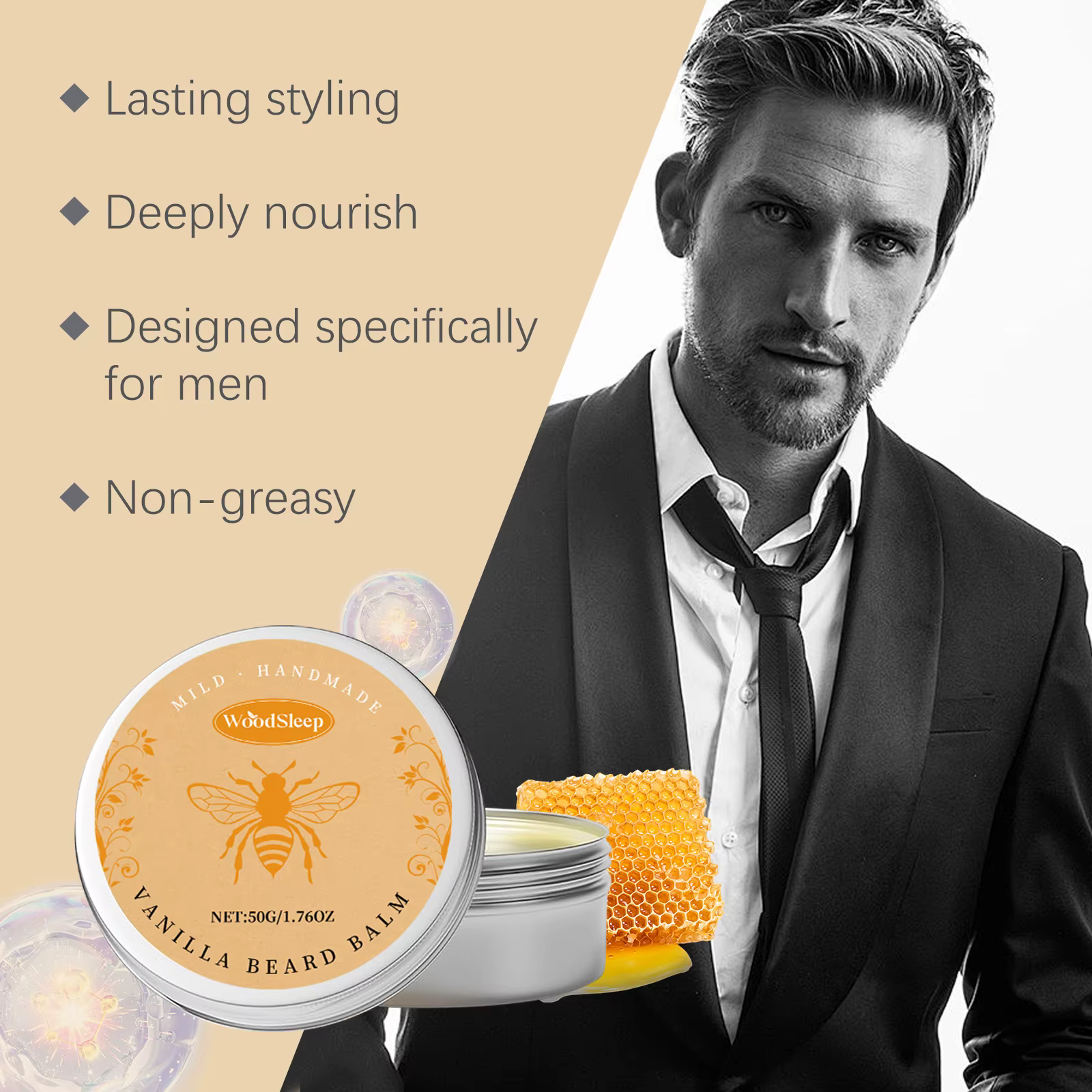 Baume à barbe naturel vanille pour hommes