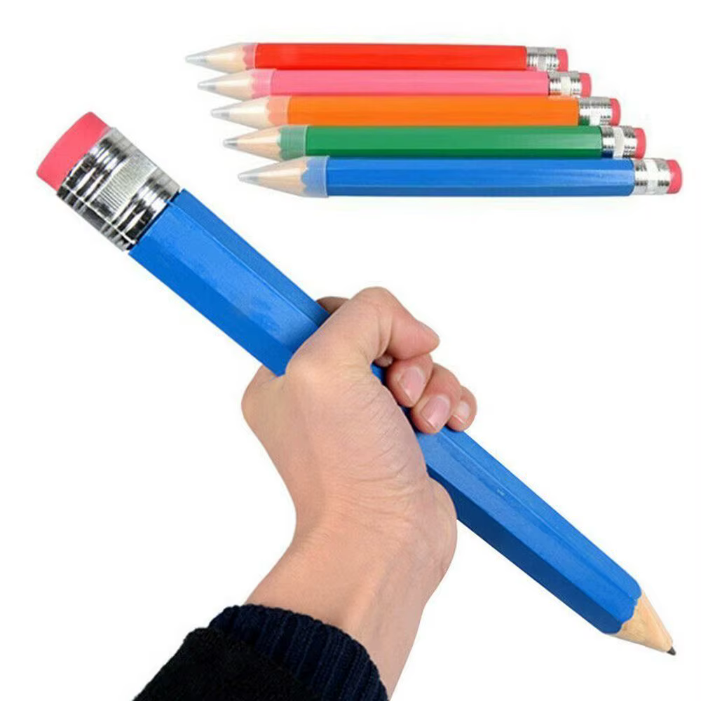 Grand crayon en bois de 35cm avec gomme pour artiste peintre, fourniture scolaire et de bureau, idée cadeau