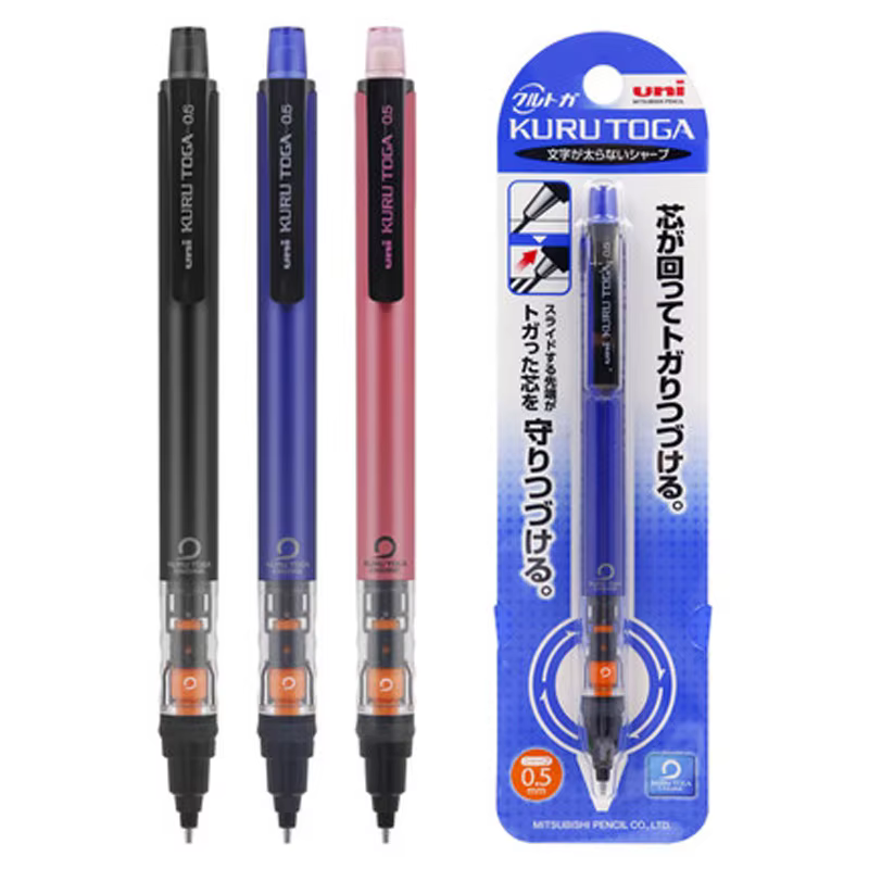 UNI Kuru Toga crayon mécanique M5-452 crayon de dessin 0.5mm Center de gravité bas Rotation automatique fournitures scolaires papeterie