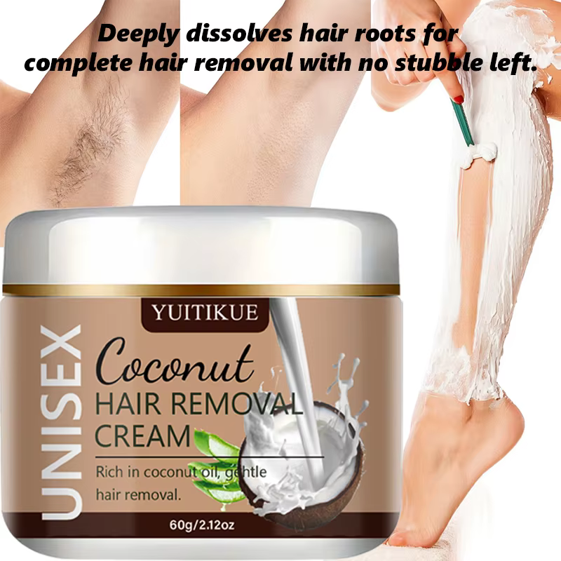 Crème dépilatoire à la noix de coco unisexe YUITIKUE - Dissout les racines des poils