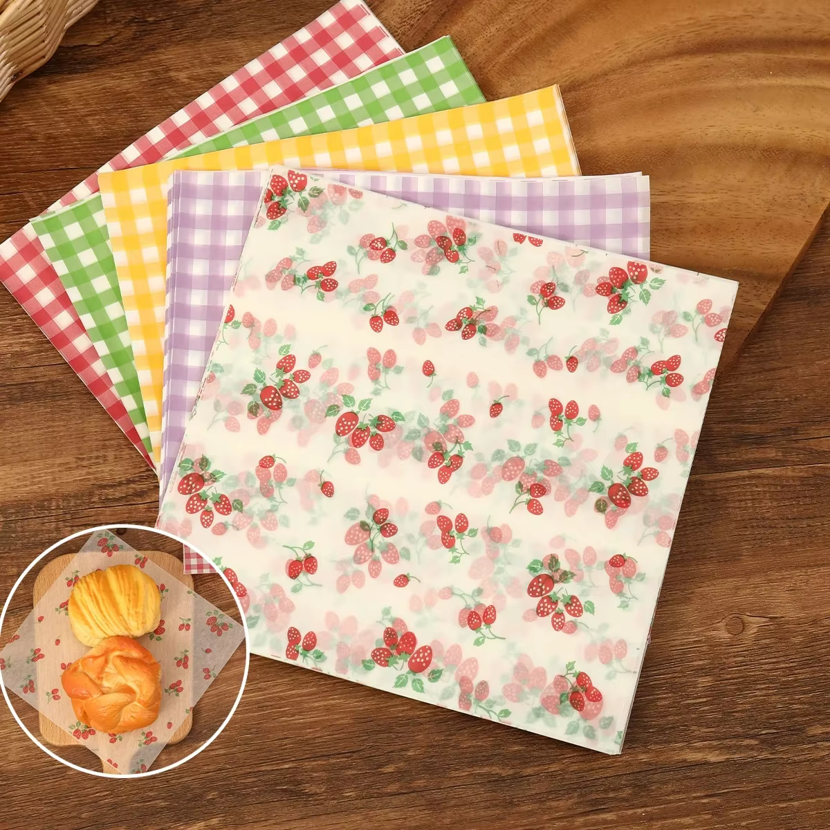 Papier d'emballage résistant à l'huile pour pain, Sandwich, hamburger, frites, papier ciré de qualité alimentaire, outils de cuisson, Gadgets de cuisine pour cadeau de fête, 50 pièces
