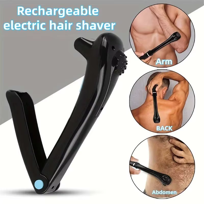Tondeuse électrique pour le dos et le corps avec lame en acier inoxydable détachable