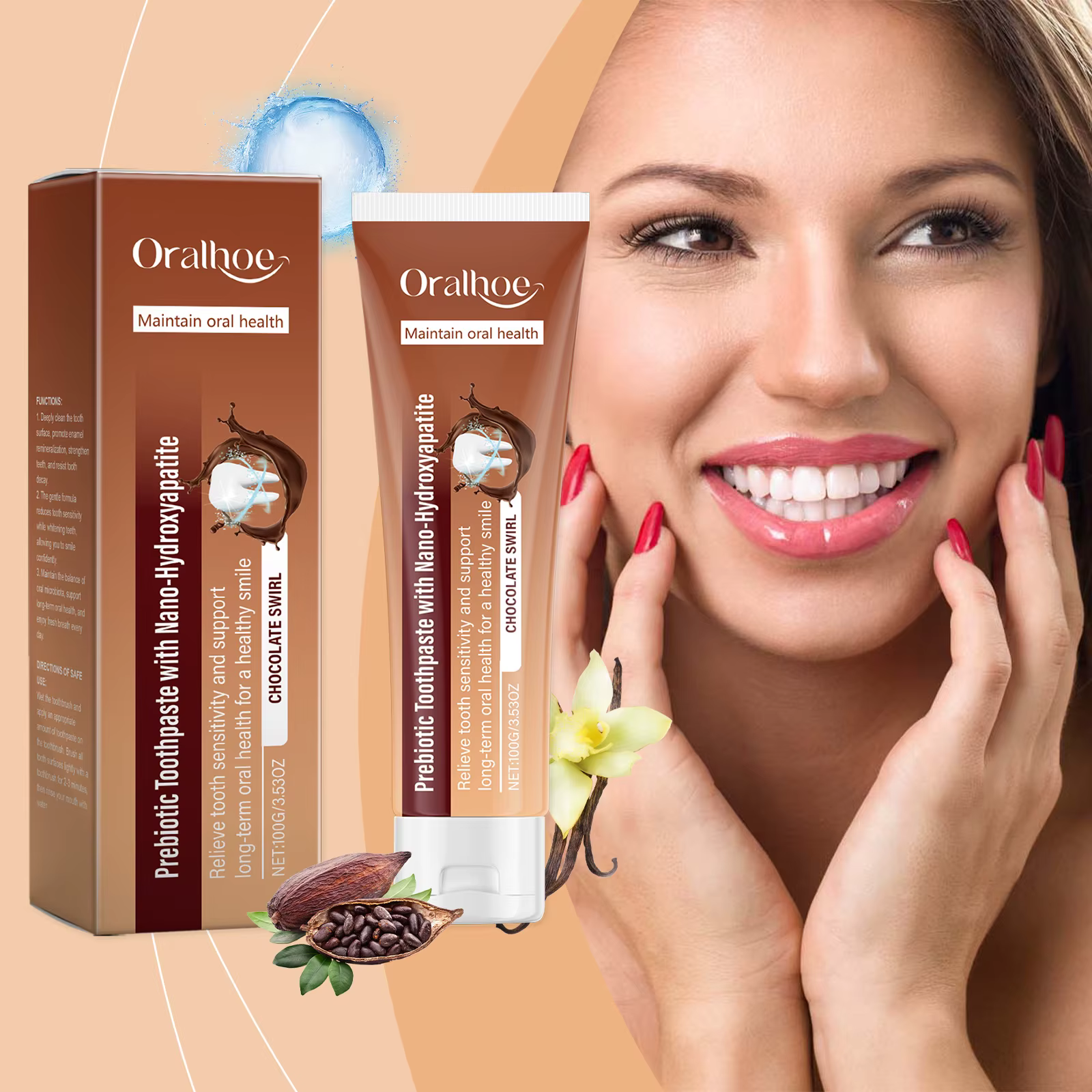 Dentifrice au chocolat - Nettoyage doux de la plaque dentaire et des taches, rafraîchit l'haleine et prend soin des dents