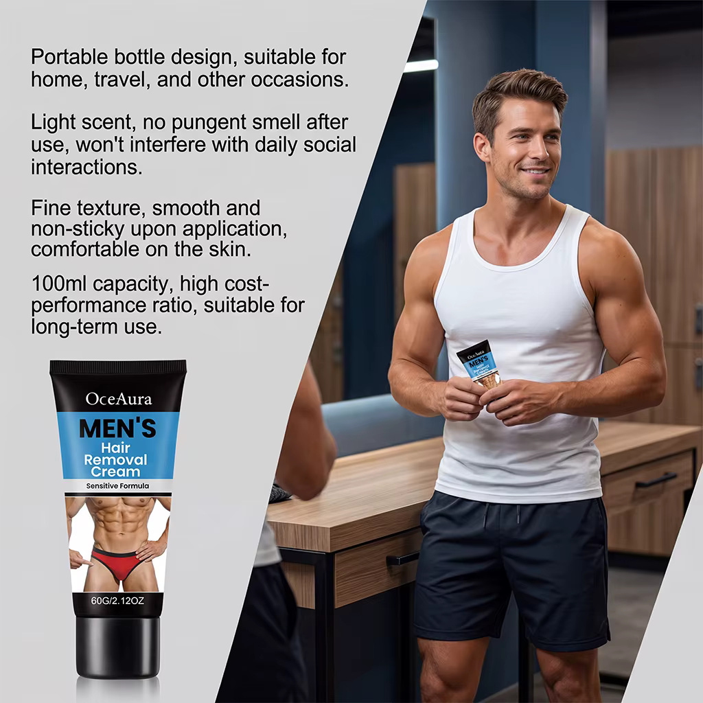 Crème dépilatoire pour hommes, formule sensible, élimination douce des poils du corps, rapide et efficace, zones intimes, sans douleur, crème dépilatoire pour hommes