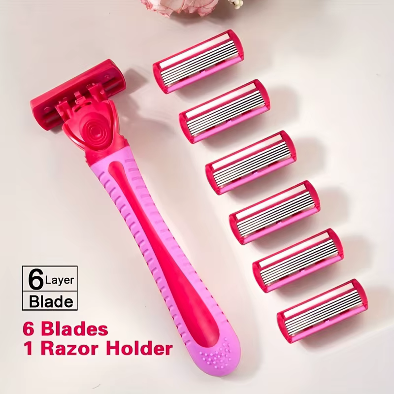 Rasoir pour femmes lame à 6 couches jambe cheveux aisselles couteau de rasage lames à 6