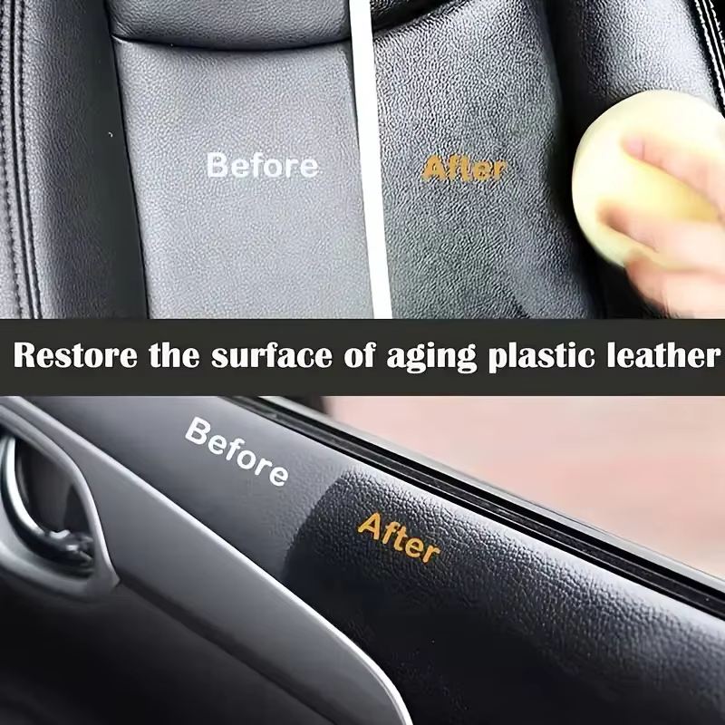 Rénovateur Plastique Voiture Effet Noir Brillant – Agent de Nettoyage et Rénovation pour Intérieur Cuir et Panneaux Auto – Cire Protectrice et Polissante pour Voiture