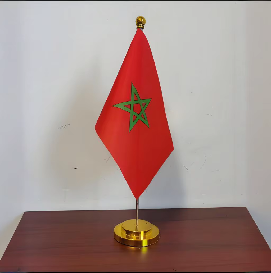 Drapeau marocain en gros 14x21 Cm, drapeau de Table en argent/or/noir ou blanc pour la décoration de la maison