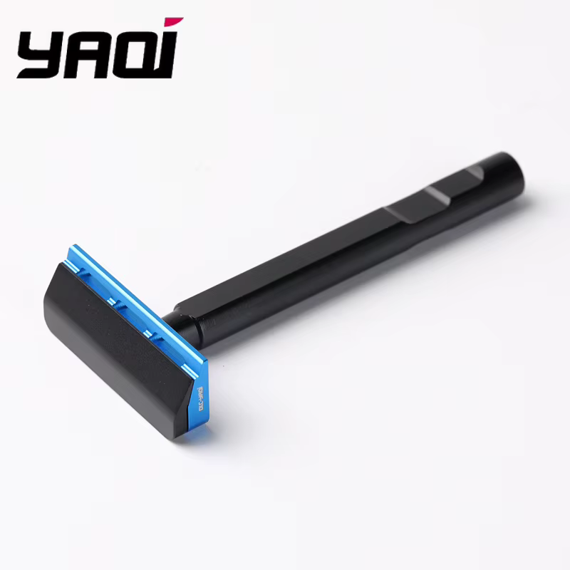 Nouveau rasoir de sécurité 2026 YAQI noir et bleu Tachi (version aluminium) léger à lame simple