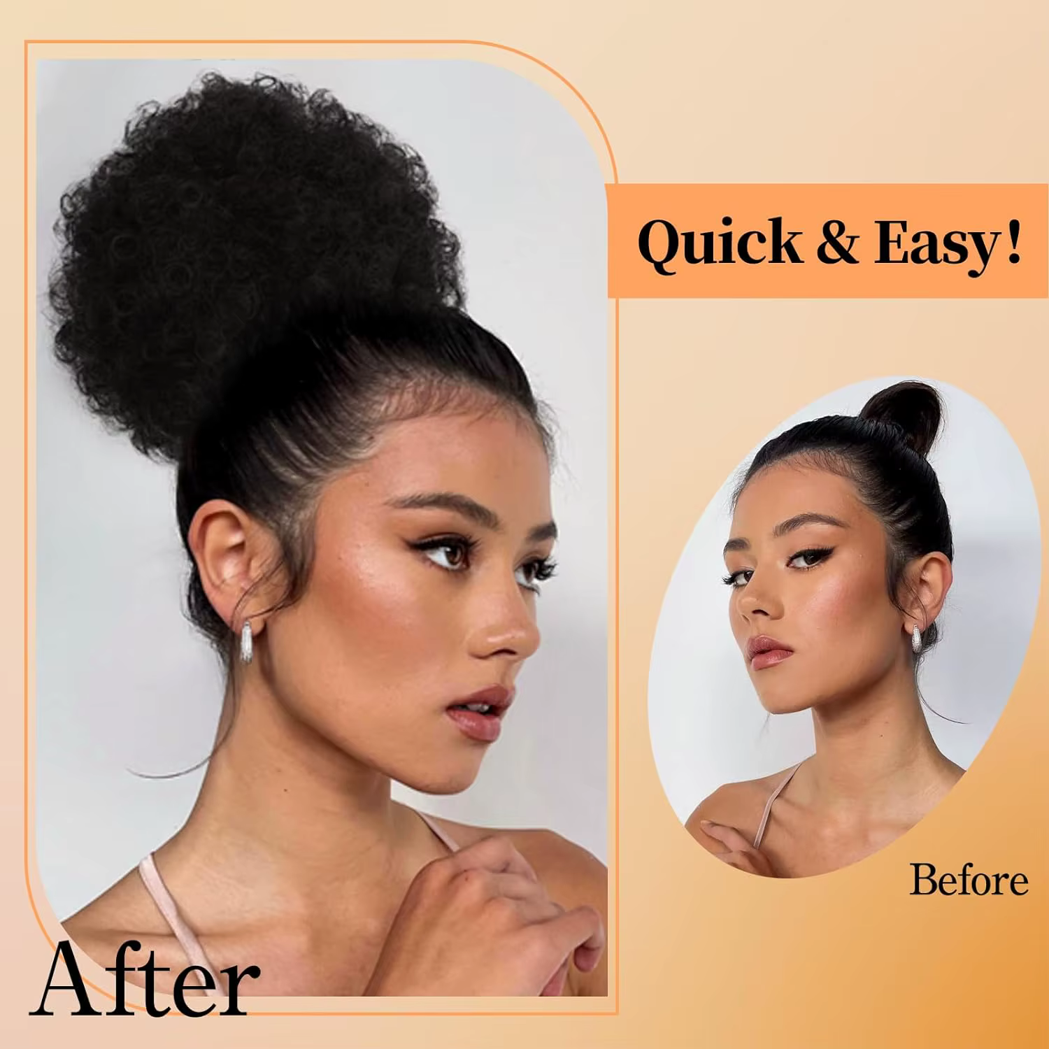 Queue de cheval synthétique Afro bouffante avec cordon de serrage pour femmes noires, queue de cheval courte crépue bouclée, bouffante de cheveux, chignon Afro