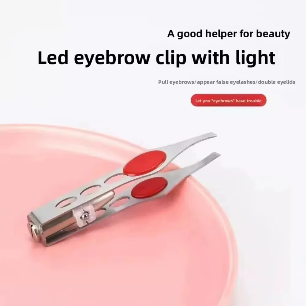1 pièce - Outil professionnel d'épilation des sourcils - Pince à épiler en acier inoxydable avec lumière LED