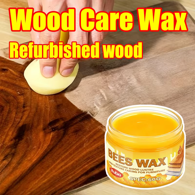 IFUBO 60g Cire naturelle à la cire d'abeille pour l'entretien des intérieurs de voiture et des meubles en bois, cire de polissage et de rénovation pour sols automobiles, rénovateur anti-oxydation