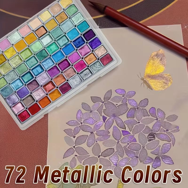 Ensemble de peinture aquarelle métallique, Portable, léger, pigment hautement solide, nuances étoilées, idéal pour les artistes, cadeau de vacances parfait