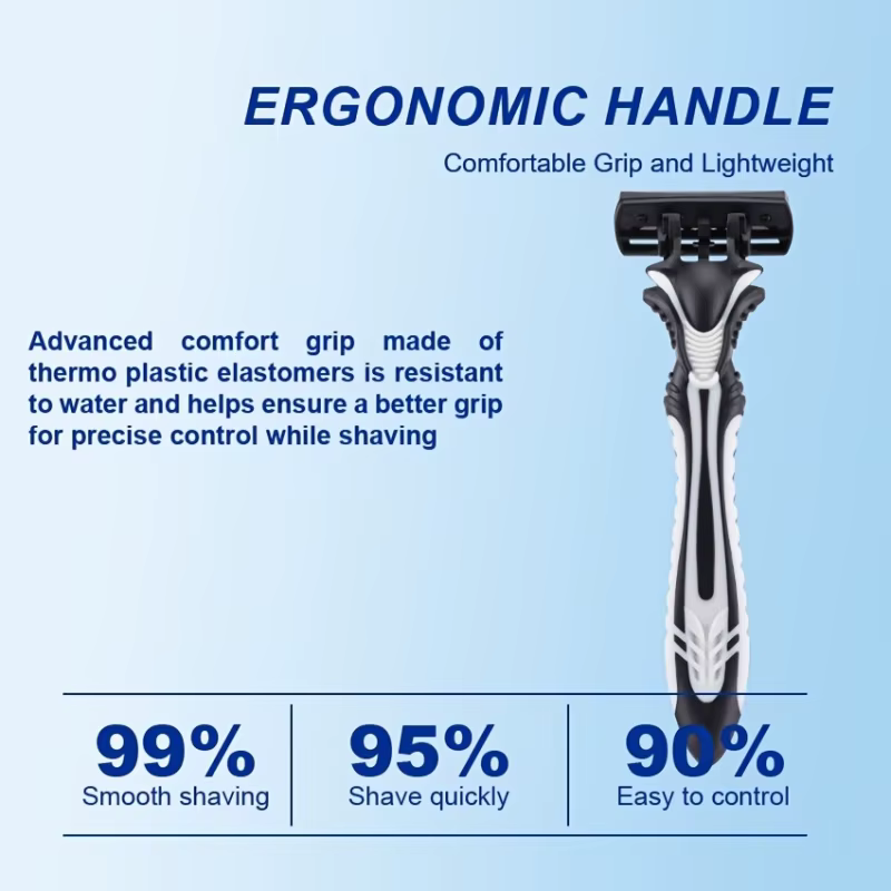 Rasoir multi-lames Men6Manual avec lames en acier inoxydable durables