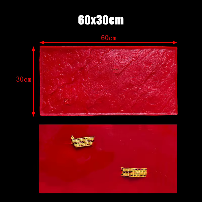 Moule d'estampage de ciment 60x30Cm, tampon en béton rectangulaire, carrelage en pierre, tampon de Texture, sol, paysage extérieur, réutilisable