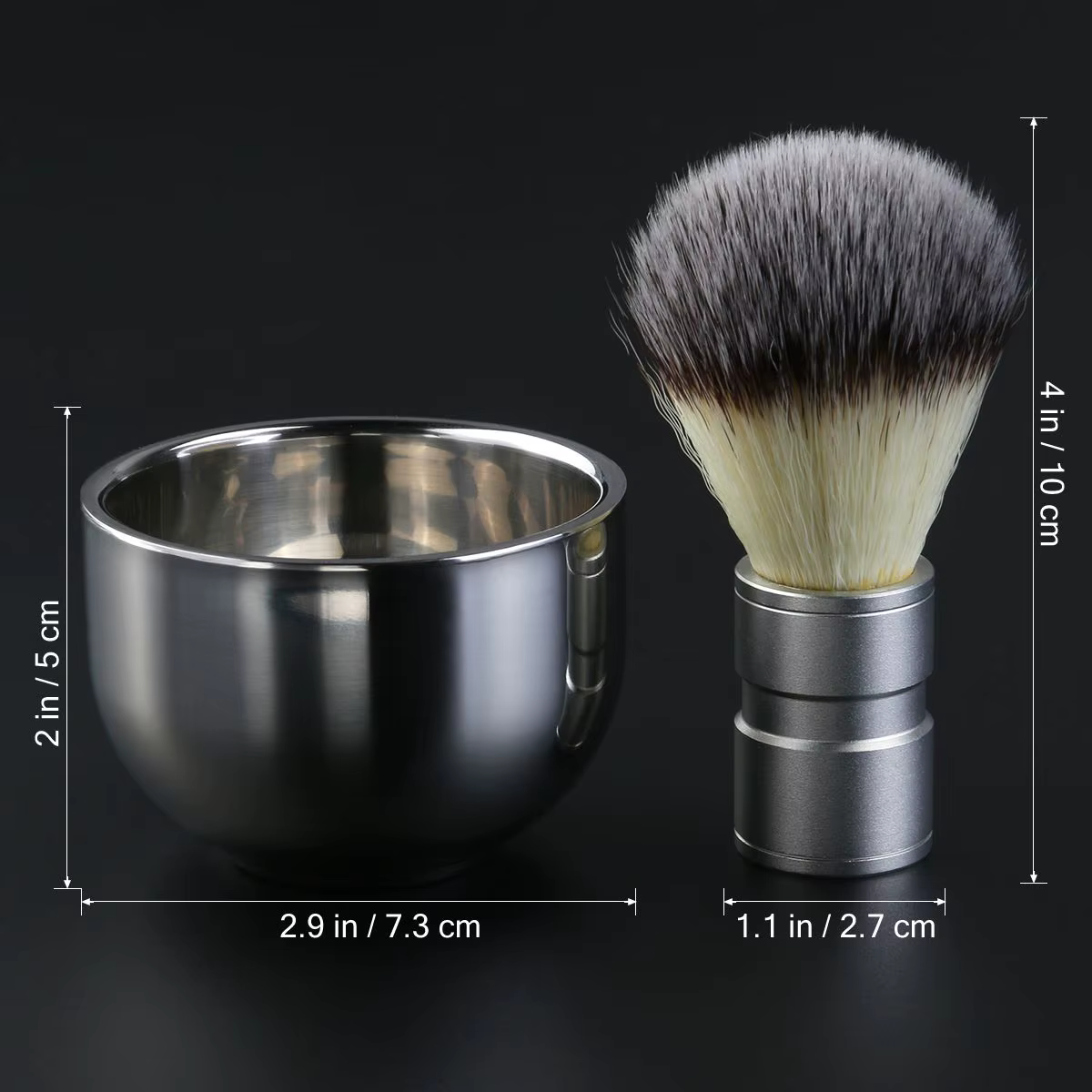 Ensemble bol et brosse à raser en acier inoxydable
