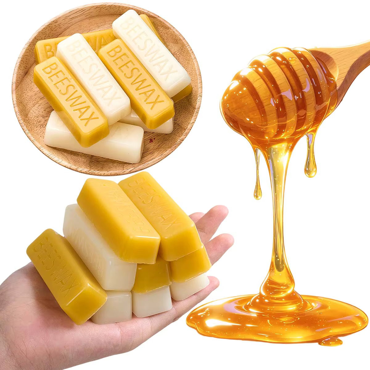 Blocs de cire d'abeille pure jaune et blanche, matériau de cirage de haute qualité pour la fabrication artisanale de bougies d'aromathérapie, 1 pièce/5 pièces