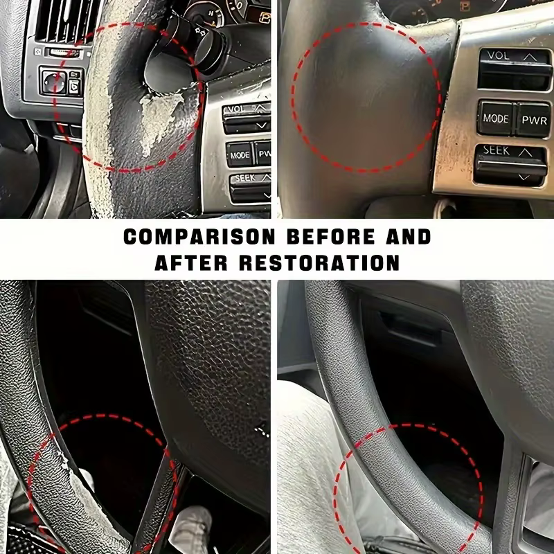 Rénovateur Plastique Voiture Effet Noir Brillant – Agent de Nettoyage et Rénovation pour Intérieur Cuir et Panneaux Auto – Cire Protectrice et Polissante pour Voiture