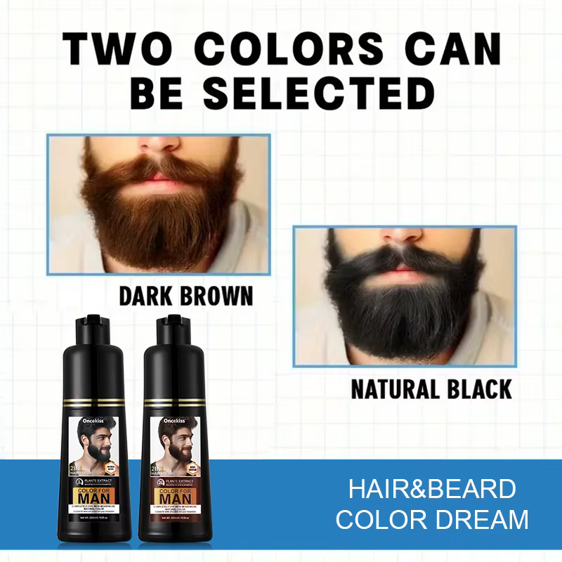 Shampoo colorant pour barbe 2 en 1 pour hommes